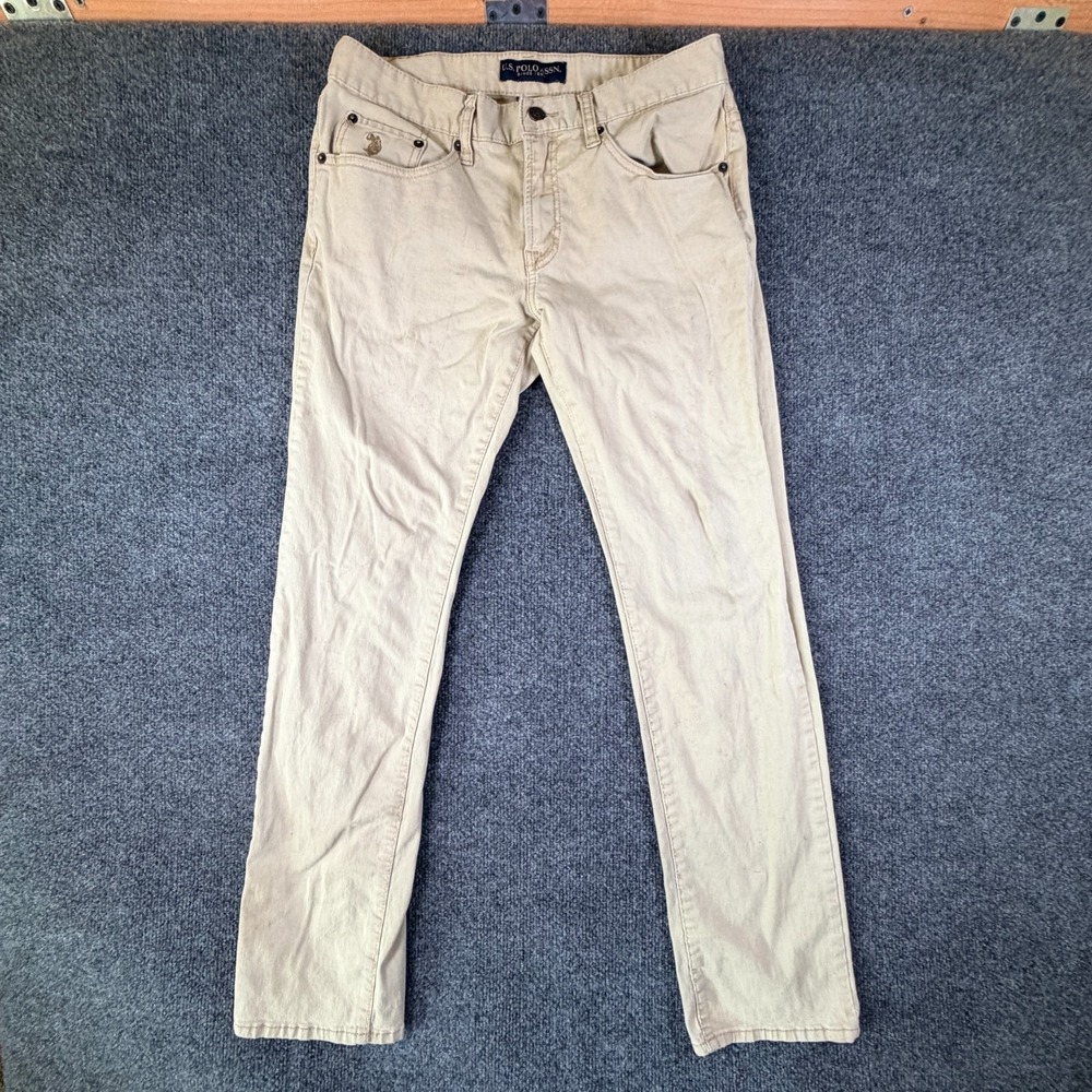 US‎ Polo Assn Pants Men 31x30 Beige Activate Stretch Twill Slim Fit Straight Leg